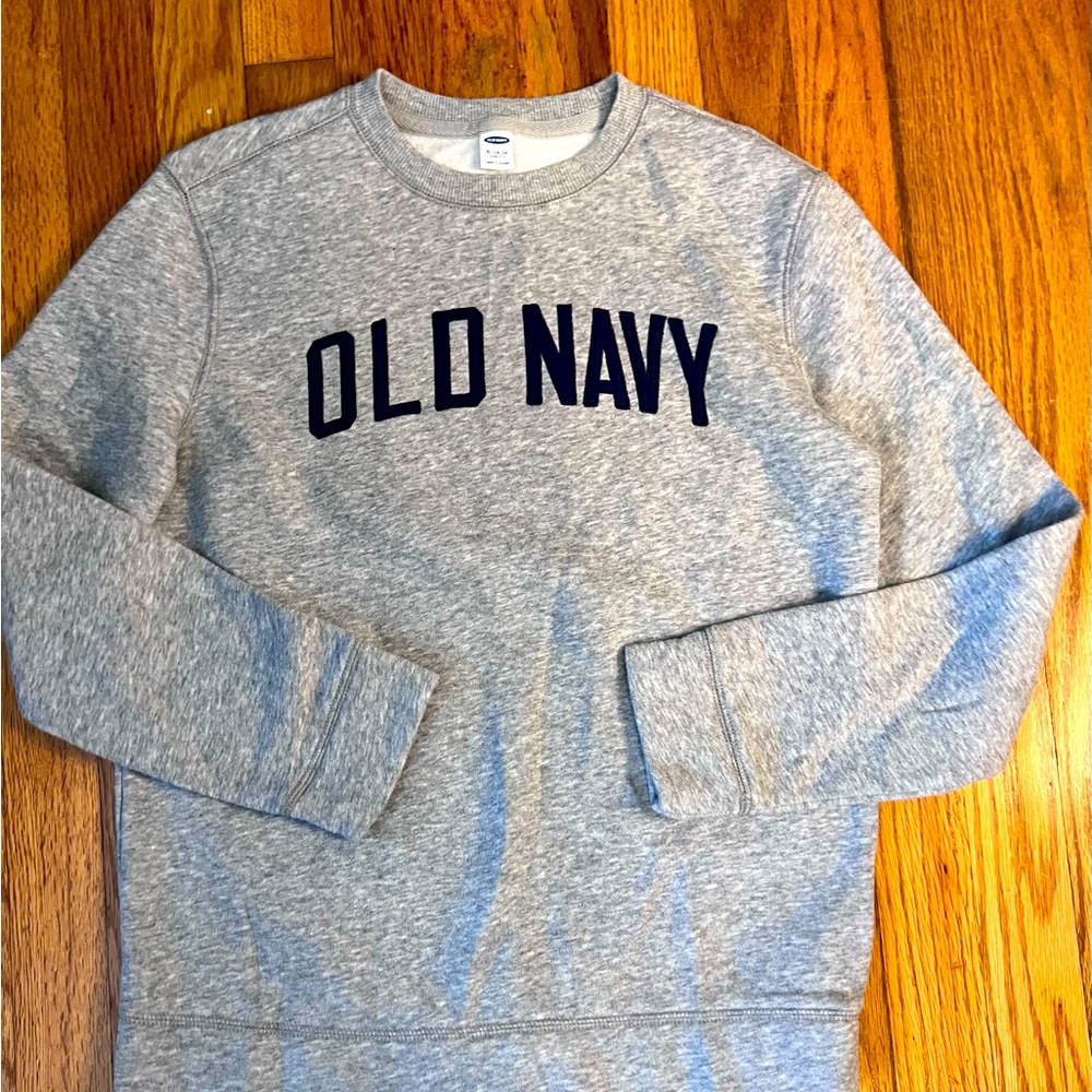Old Navy Stretch sweat shirt crew neck youth 14/16  Grey and Navy